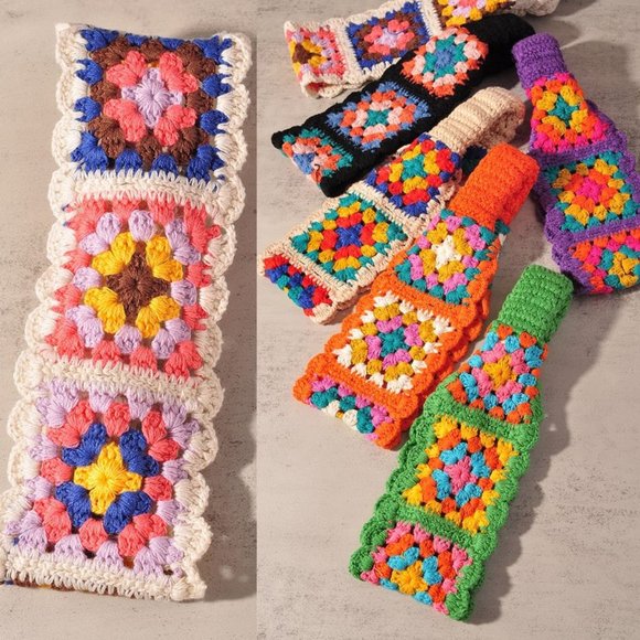 Do everything in love Accessories - NEW Floral Patchwork Crochet Knit 100% Cotton Soft Hair Accent Headband Hairband
